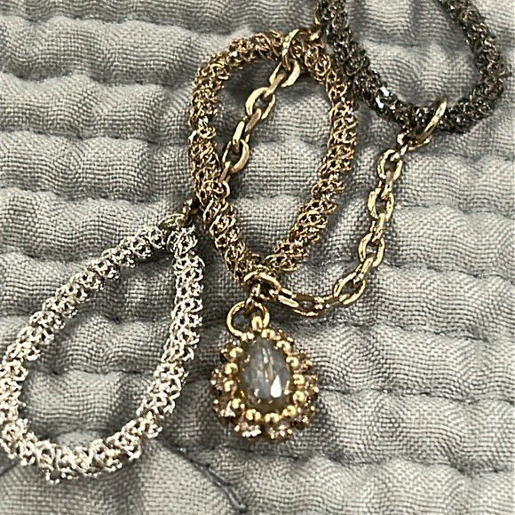 Designer Open Teardrop Loops Trio with Crystals  Earrings-Boutique - Picture 3 of 10